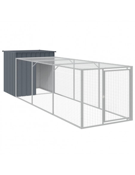 Pollaio con Area Corsa Antracite 110x405x110 cm Acciaio Zincato