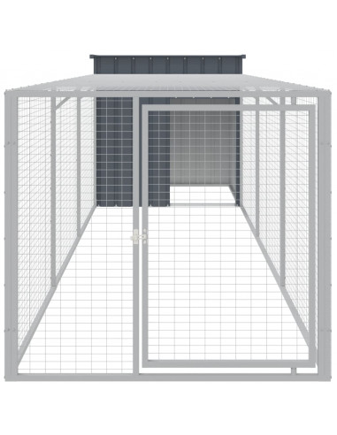 Pollaio con Area Corsa Antracite 110x405x110 cm Acciaio Zincato