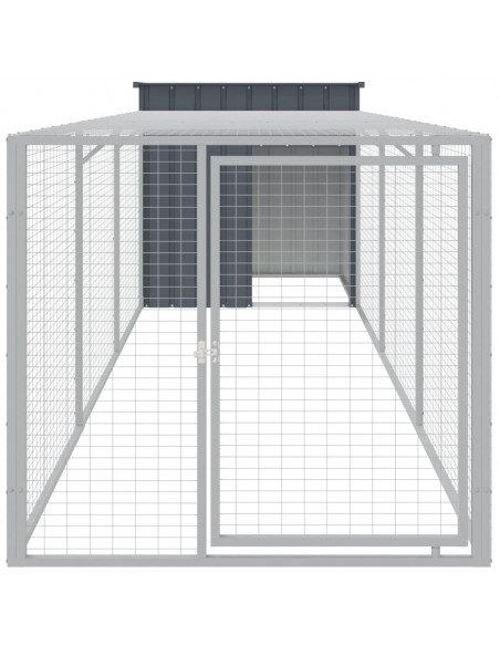Pollaio con Area Corsa Antracite 110x405x110 cm Acciaio Zincato