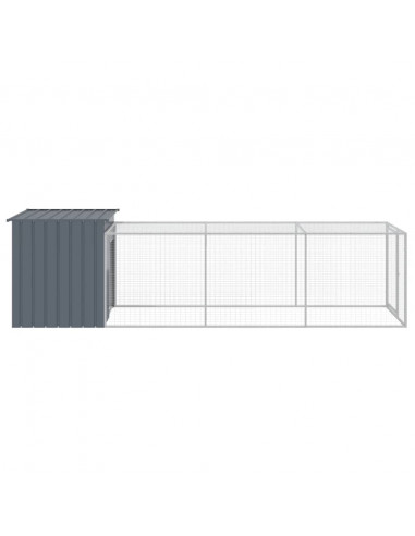Pollaio con Area Corsa Antracite 110x405x110 cm Acciaio Zincato
