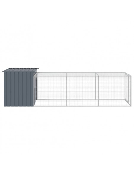 Pollaio con Area Corsa Antracite 110x405x110 cm Acciaio Zincato