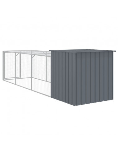 Pollaio con Area Corsa Antracite 110x405x110 cm Acciaio Zincato