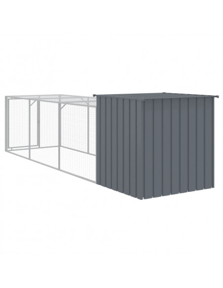 Pollaio con Area Corsa Antracite 110x405x110 cm Acciaio Zincato