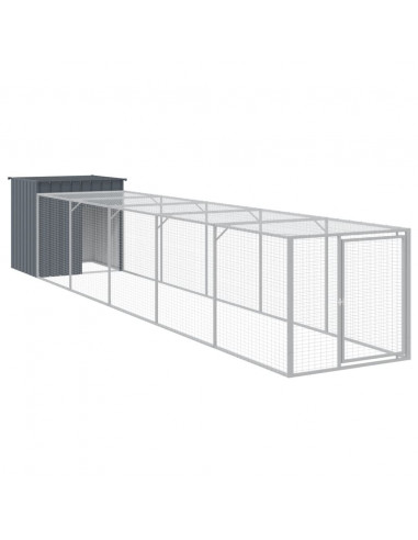 Pollaio con Area Corsa Antracite 110x609x110 cm Acciaio Zincato