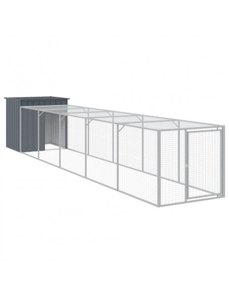 Pollaio con Area Corsa Antracite 110x609x110 cm Acciaio Zincato