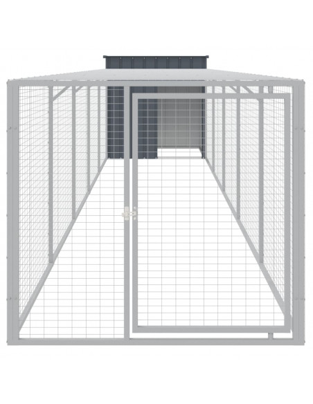 Pollaio con Area Corsa Antracite 110x609x110 cm Acciaio Zincato
