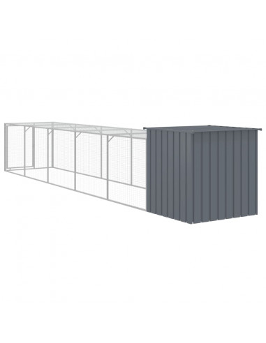 Pollaio con Area Corsa Antracite 110x609x110 cm Acciaio Zincato