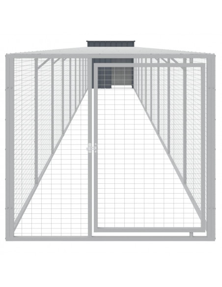 Pollaio con Area Corsa Antracite 110x1017x110cm Acciaio Zincato