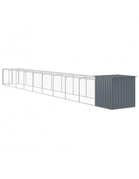Pollaio con Area Corsa Antracite 110x1017x110cm Acciaio Zincato