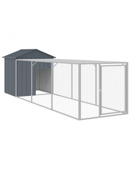 Pollaio con Area Corsa Antracite 117x405x123 cm Acciaio Zincato