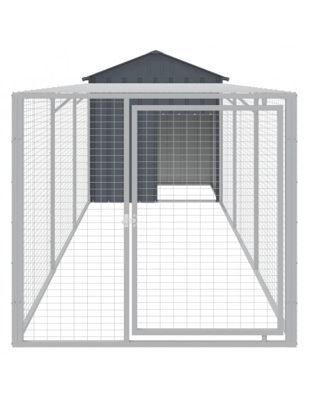 Pollaio con Area Corsa Antracite 117x405x123 cm Acciaio Zincato