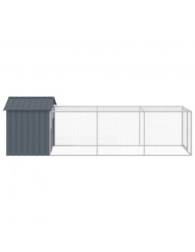 Pollaio con Area Corsa Antracite 117x405x123 cm Acciaio Zincato