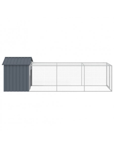 Pollaio con Area Corsa Antracite 117x405x123 cm Acciaio Zincato