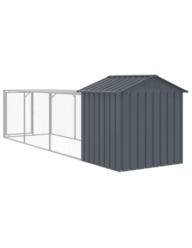 Pollaio con Area Corsa Antracite 117x405x123 cm Acciaio Zincato