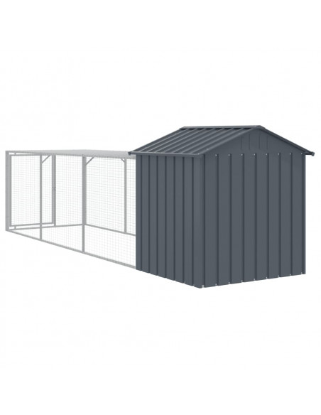 Pollaio con Area Corsa Antracite 117x405x123 cm Acciaio Zincato