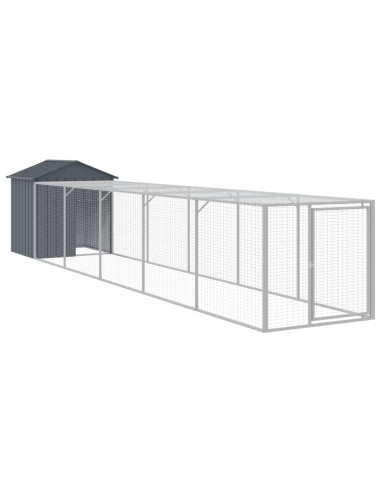 Pollaio con Area Corsa Antracite 117x609x123 cm Acciaio Zincato