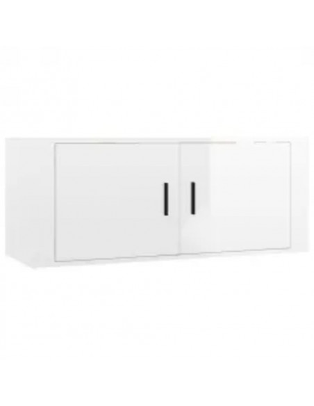 Set Mobili Porta TV 3 pz Bianco Lucido in Legno Multistrato