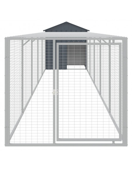 Pollaio con Area Corsa Antracite 117x609x123 cm Acciaio Zincato