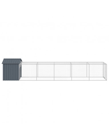 Pollaio con Area Corsa Antracite 117x609x123 cm Acciaio Zincato