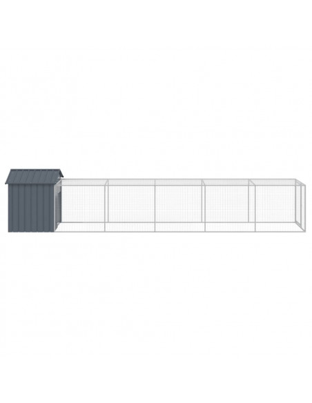 Pollaio con Area Corsa Antracite 117x609x123 cm Acciaio Zincato