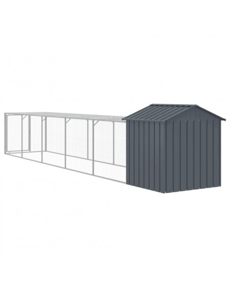 Pollaio con Area Corsa Antracite 117x609x123 cm Acciaio Zincato