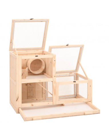 Gabbia per Criceti 81x40x60 cm in Legno Massello di Abete