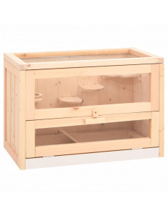 Gabbia per Criceti 60x35,5x42 cm in Legno Massello di Abete 2