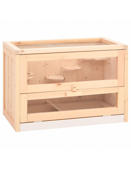 Gabbia per Criceti 60x35,5x42 cm in Legno Massello di Abete
