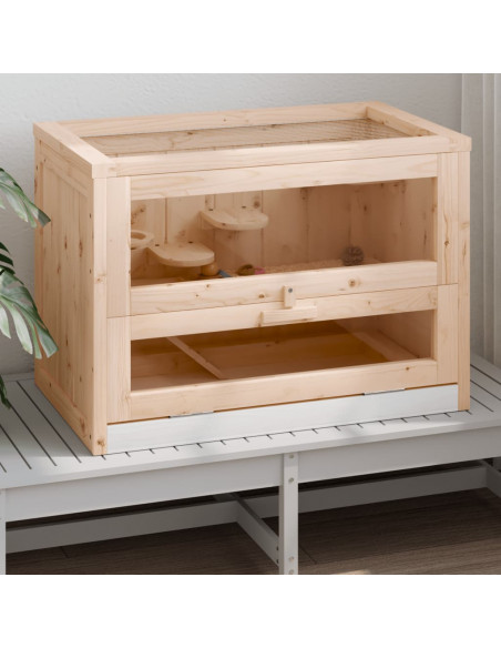 Gabbia per Criceti 60x35,5x42 cm in Legno Massello di Abete