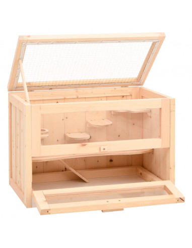 Gabbia per Criceti 60x35,5x42 cm in Legno Massello di Abete