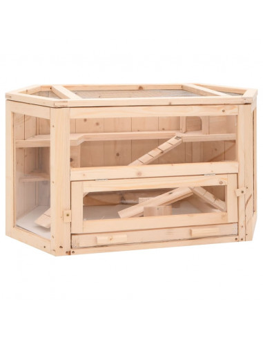 Gabbia per Criceti 80x40x43 cm in Legno Massello di Abete