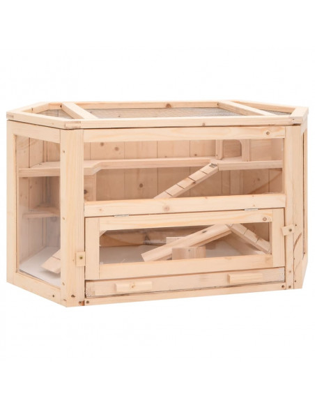 Gabbia per Criceti 80x40x43 cm in Legno Massello di Abete
