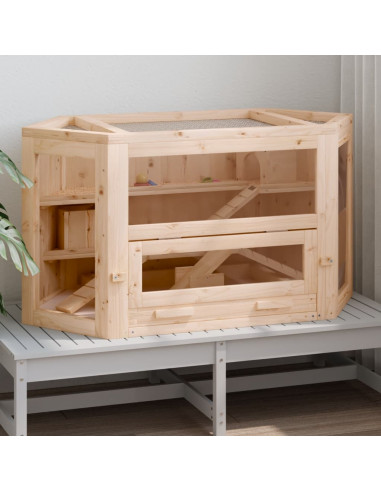 Gabbia per Criceti 80x40x43 cm in Legno Massello di Abete