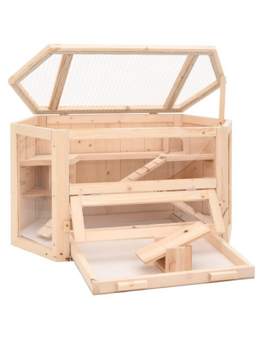 Gabbia per Criceti 80x40x43 cm in Legno Massello di Abete