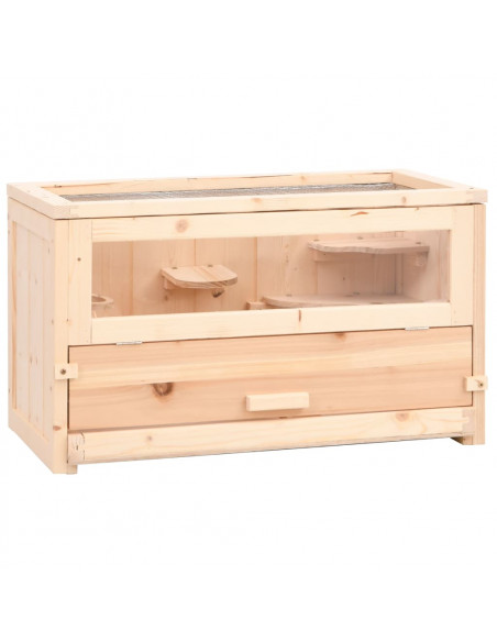 Gabbia per Criceti 60x30x35 cm in Legno Massello di Abete