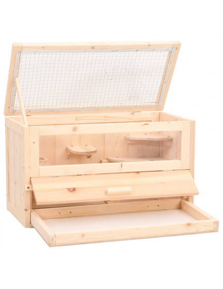 Gabbia per Criceti 60x30x35 cm in Legno Massello di Abete