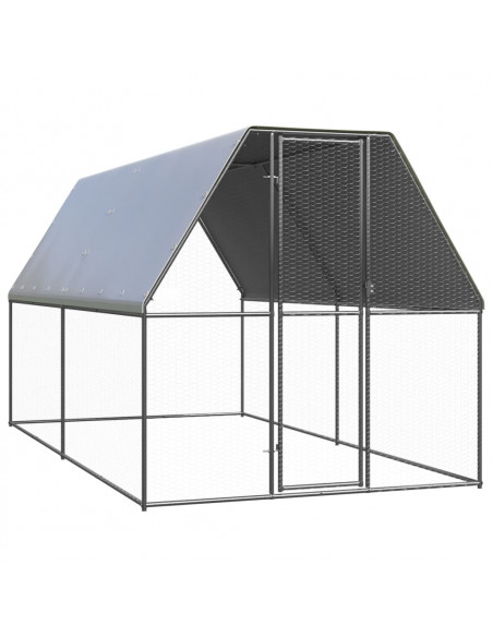 Gabbia per Polli da Esterno 2x4x2 m in Acciaio Zincato