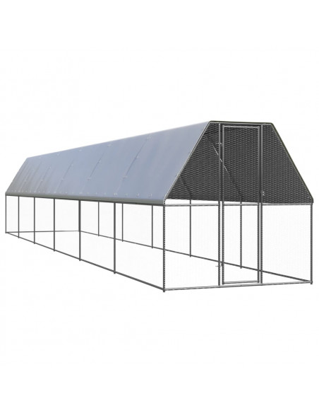 Gabbia per Polli da Esterno 2x12x2 m in Acciaio Zincato