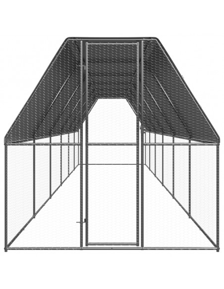 Gabbia per Polli da Esterno 2x12x2 m in Acciaio Zincato