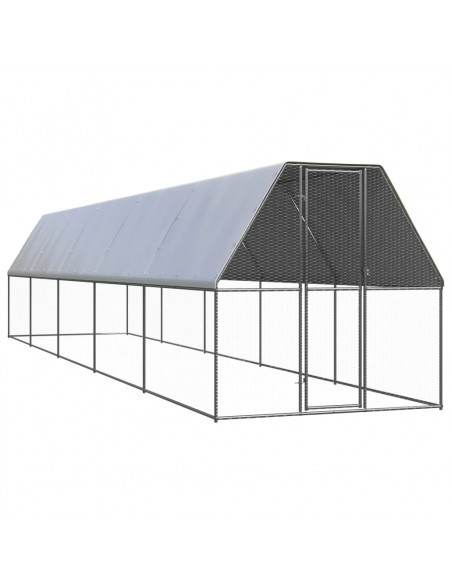 Gabbia per Polli da Esterno 2x10x2 m in Acciaio Zincato