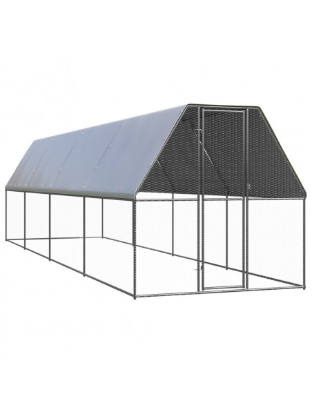 Gabbia per Polli da Esterno 2x8x2 m in Acciaio Zincato