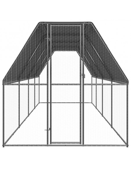 Gabbia per Polli da Esterno 2x8x2 m in Acciaio Zincato