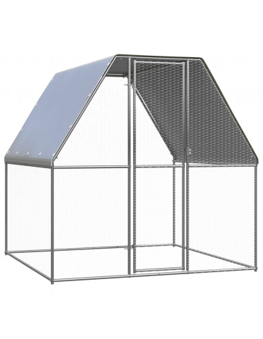 Gabbia per Polli Argento e Grigio 2x2x2 m in Acciaio Zincato