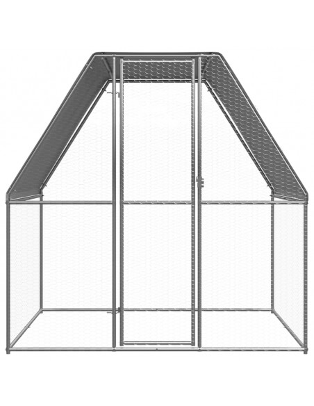 Gabbia per Polli Argento e Grigio 2x2x2 m in Acciaio Zincato