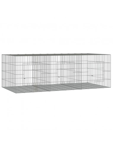 Conigliera con 3 Pannelli 163x79x54 cm Ferro Zincato