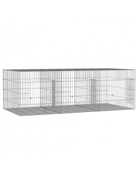 Conigliera con 3 Pannelli 163x79x54 cm Ferro Zincato