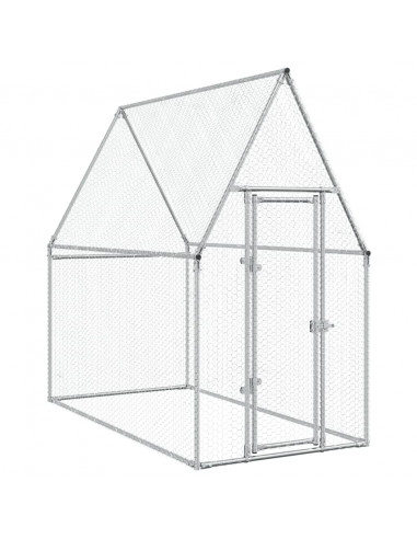 Gabbia per Polli Argento 200x100x190 cm in Acciaio Zincato