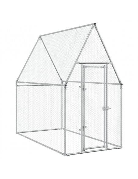 Gabbia per Polli Argento 200x100x190 cm in Acciaio Zincato