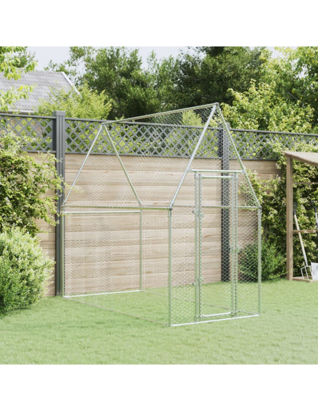 Gabbia per Polli Argento 200x100x190 cm in Acciaio Zincato