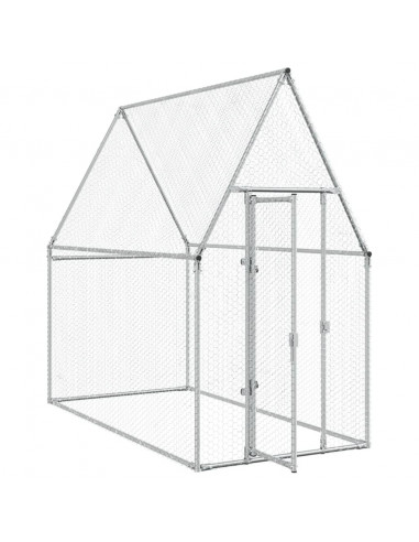 Gabbia per Polli Argento 200x100x190 cm in Acciaio Zincato